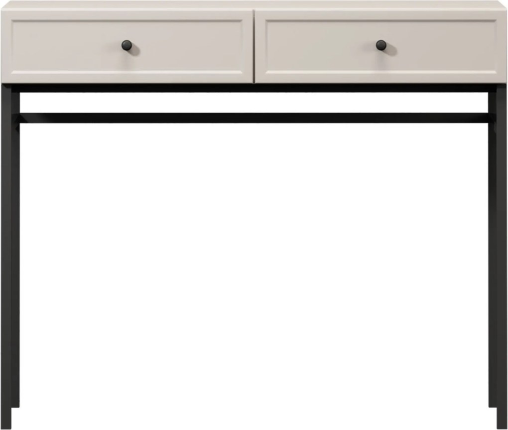 Toaletka Lorini 100 cm z szufladami - kaszmir / czarne uchwyty / stelaż