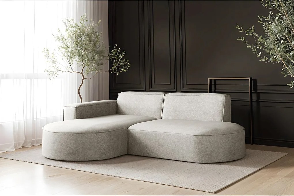 Narożnik w kształcie L Modena Studio, tkanina Salvador, Jasnoszary, Lewy