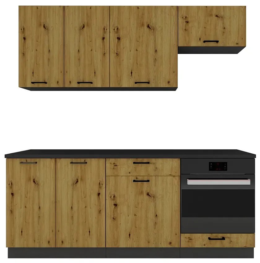 Komplet mebli kuchennych grafit + dąb artisan - Coleo 27X