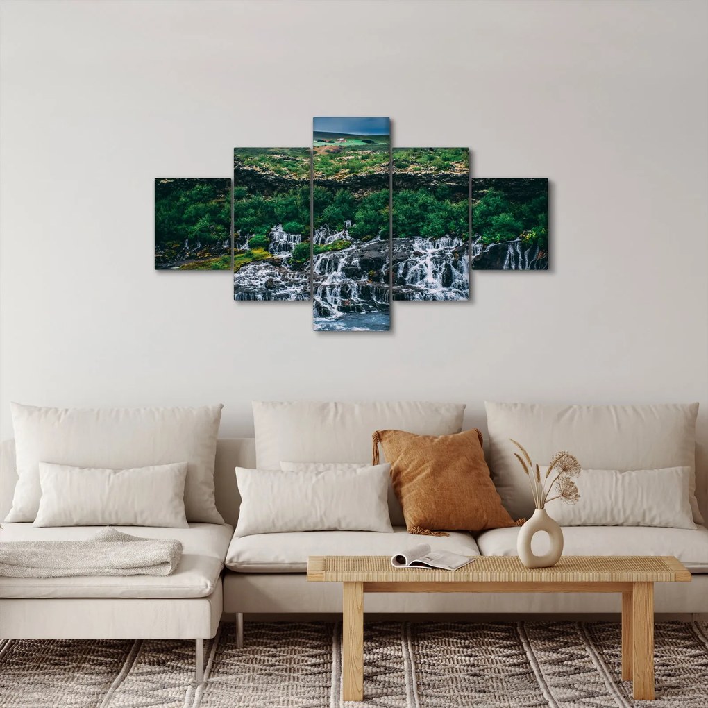 Obraz wodospadów w przyrodzie (125x70 cm)
