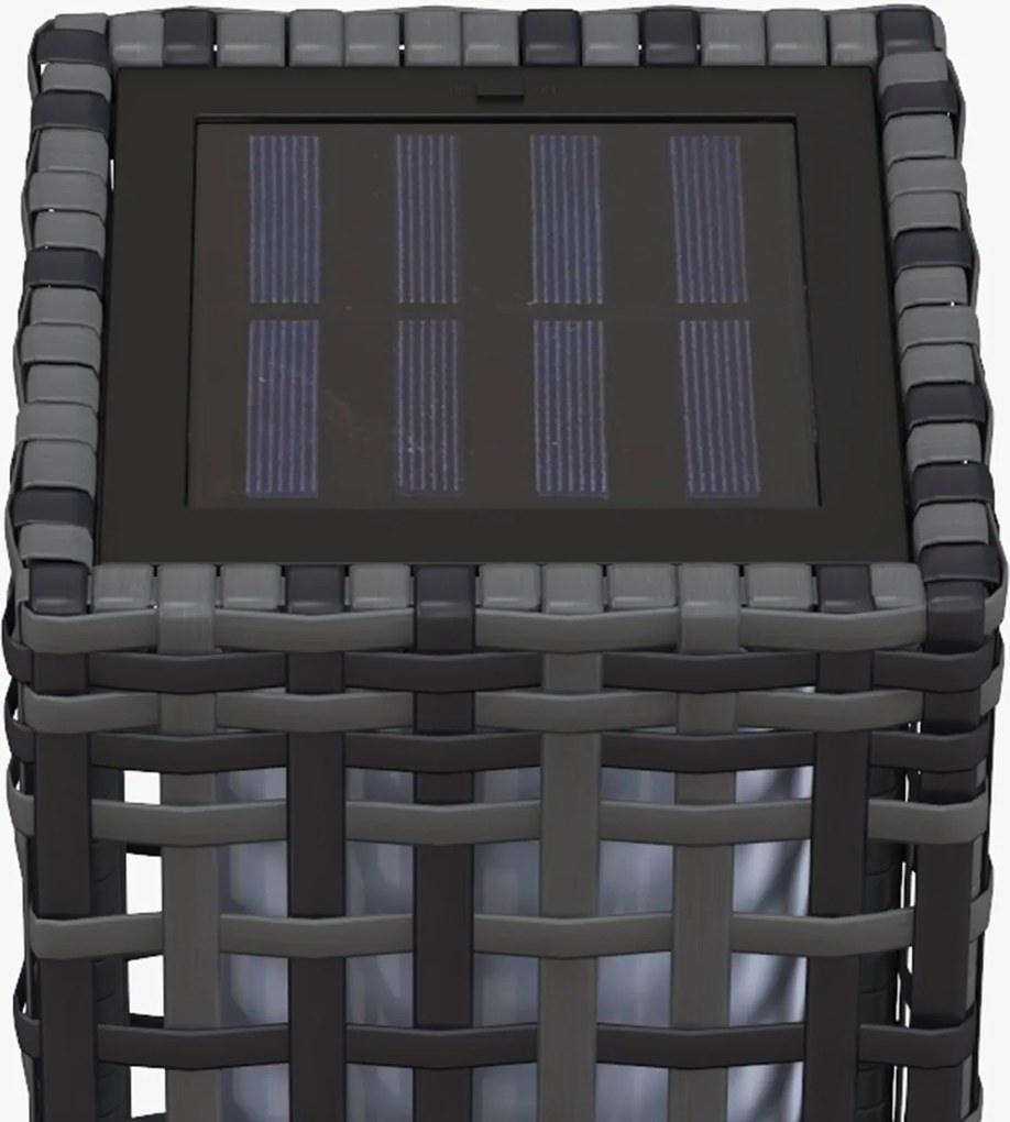 Outsunny Lampa Solarna Rattan Wodoodporna Ogrodowa z Czujnikiem Światła Stal Szary 155x155x46cm | Aosom PL