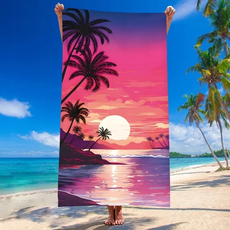 Ręcznik plażowy TAHITI 100x180 cm fioletowy, 100% mikrofibra