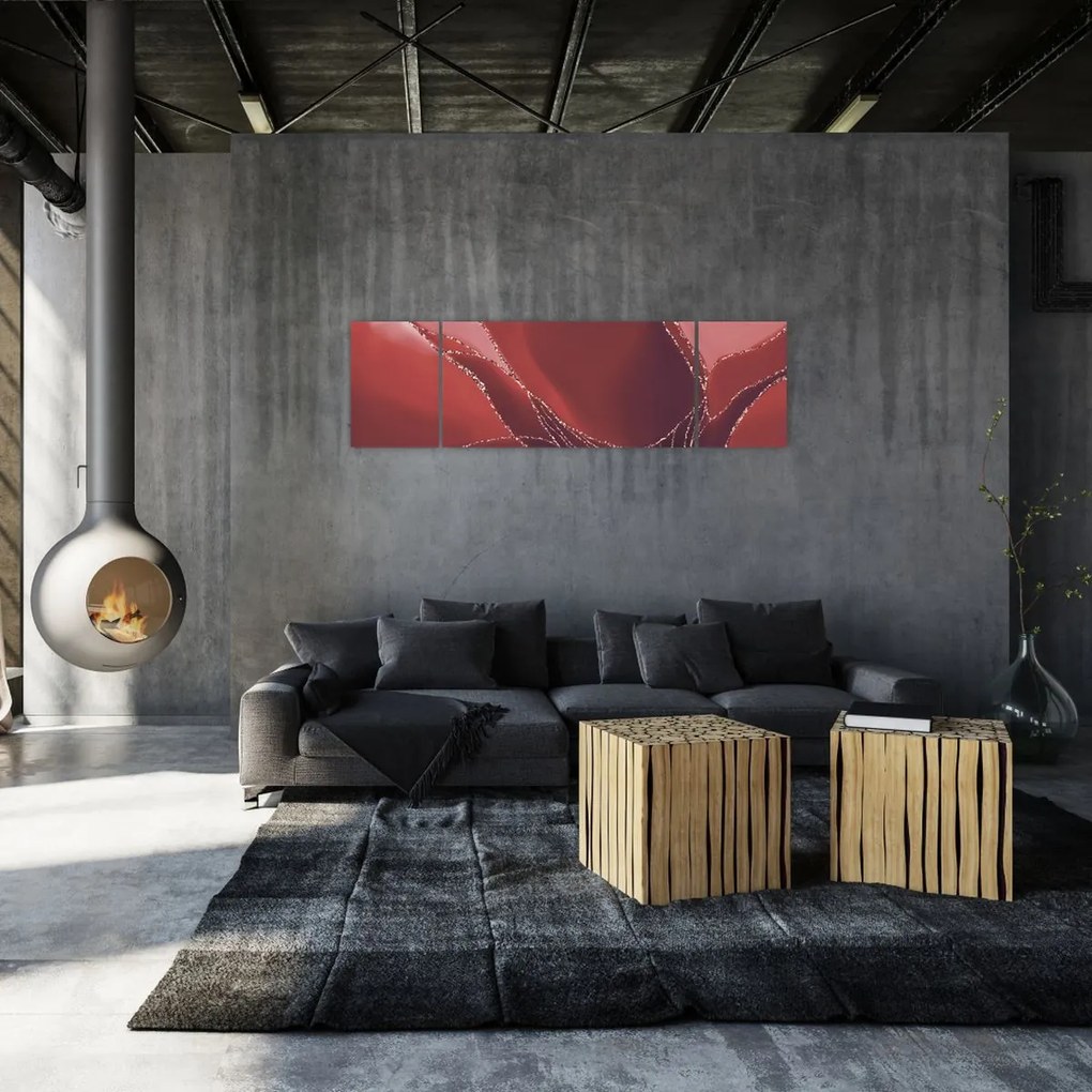 Obraz - Czerwony abstrakcyjny kwiat N⁰2 (170x50 cm)