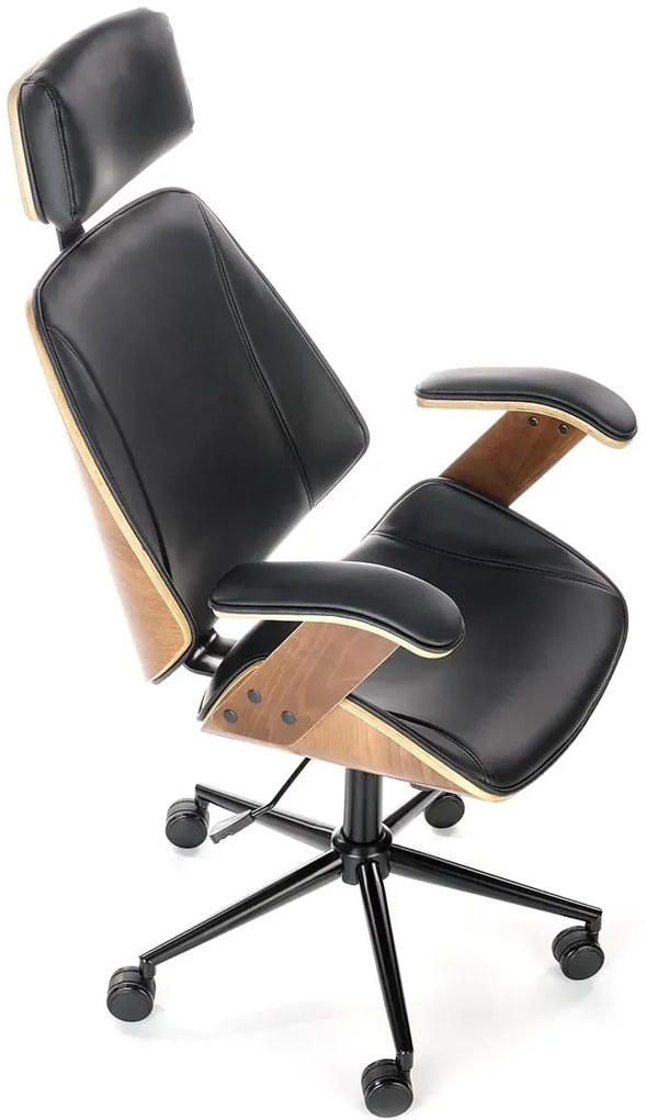 Obrotowy fotel z systemem tilt orzech + czarny W5-S41