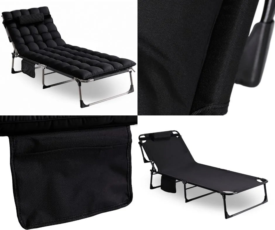 Składana leżanka z pikowaną poduchą Venus