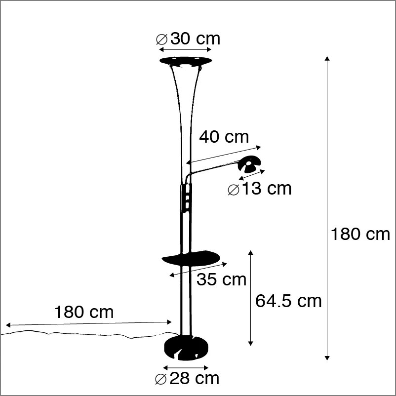 Stalowa lampa podłogowa z ramieniem do czytania, w tym LED i port USB - Sevilla Nowoczesny Oswietlenie wewnetrzne