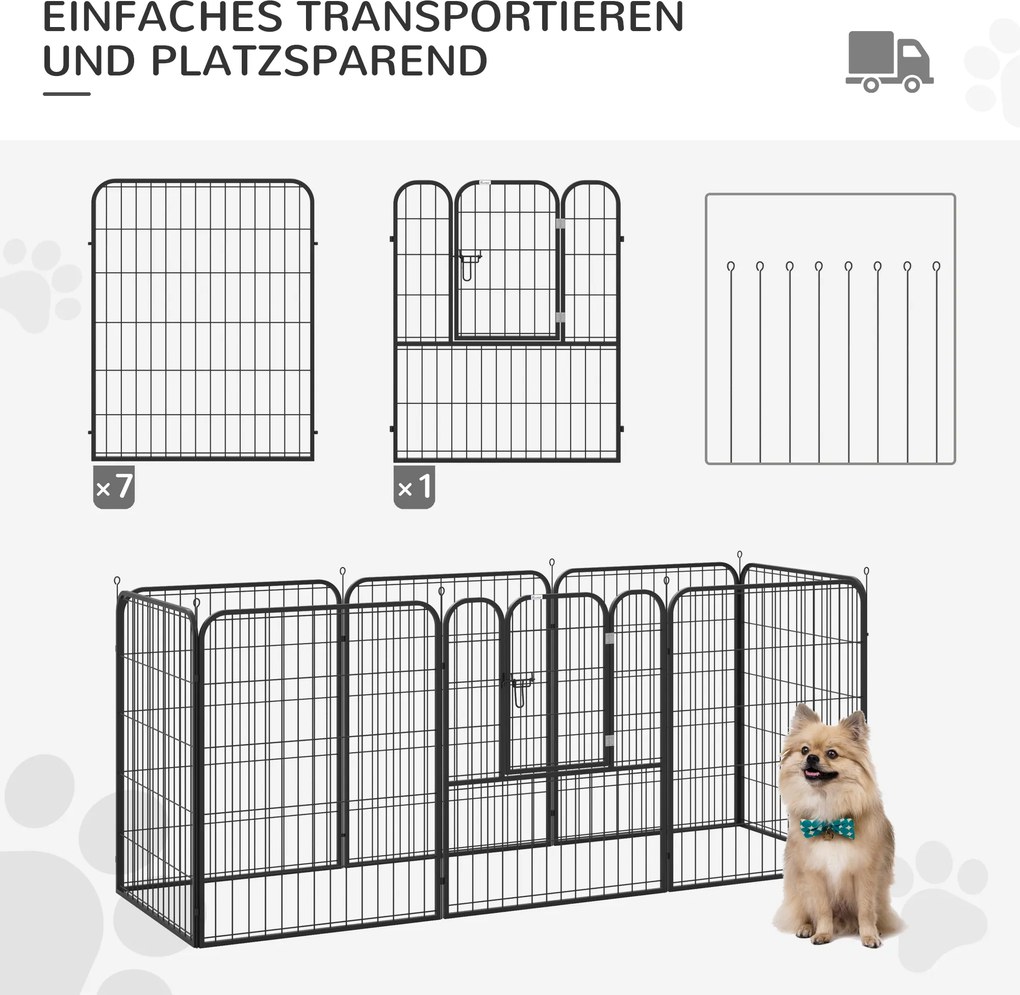 PawHut Wybieg dla zwierząt metalowa bramka konfigurowalny czarny 79x100cm | Aosom PL