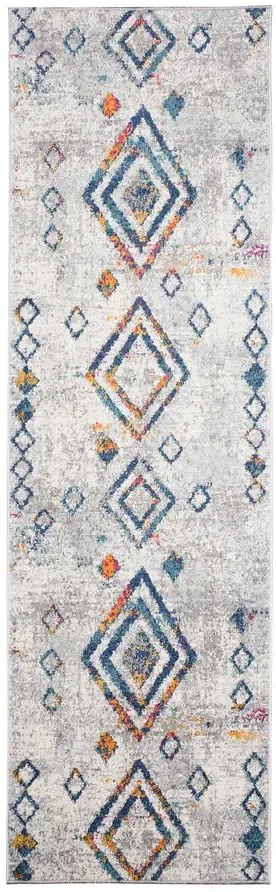 Szary chodnik dywanowy w kolorowe romby E5-E51