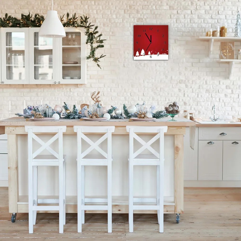 Zegar ścienny Choinki Święta Płatki Śniegu