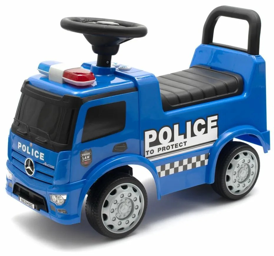 Baby Mix Odpychacz dla dzieci z dźwiękiem Mercedes Policja, niebieski
