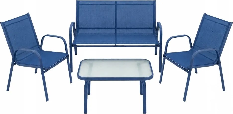 Zestaw mebli ogrodowych Boston 025 - sofa 2-osobowa, 2 fotele, stolik, kolor granatowy
