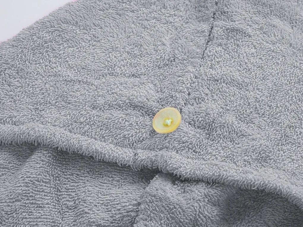 Szybkoschnący turban do włosów frotte jasnoszary, 100% bawełna