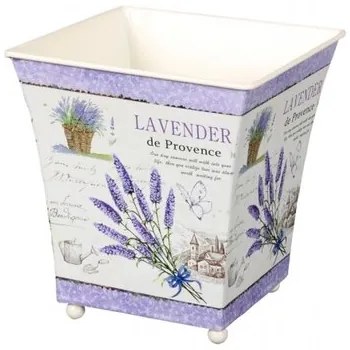Osłonka blaszana na doniczkę Lawenda, 12 x 13 x 12 cm