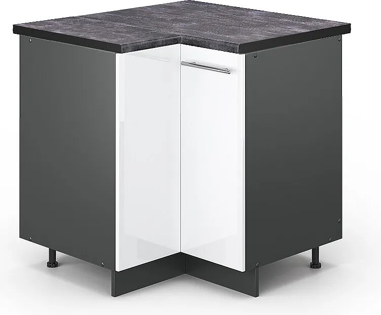 Szafka narożna biały wysoki połysk 80.5x60x82 fame-line