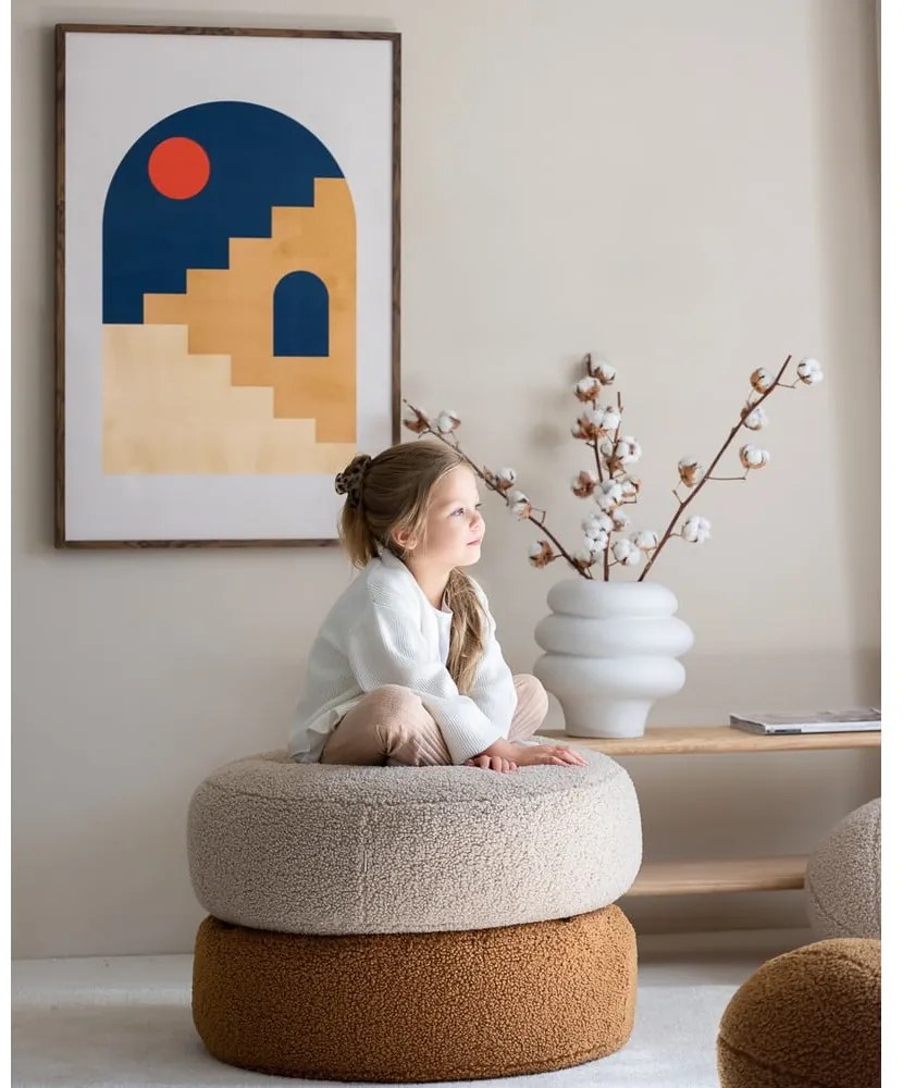 Brązowy dziecięcy worek do siedzenia z materiału bouclé Round – Wigiwama