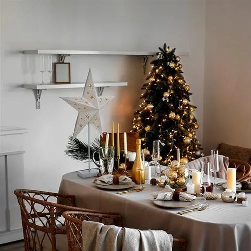 Solight LED gwiazda bożonarodzeniowa na stojaku, biała, 45 cm, 10x LED, 2x AA