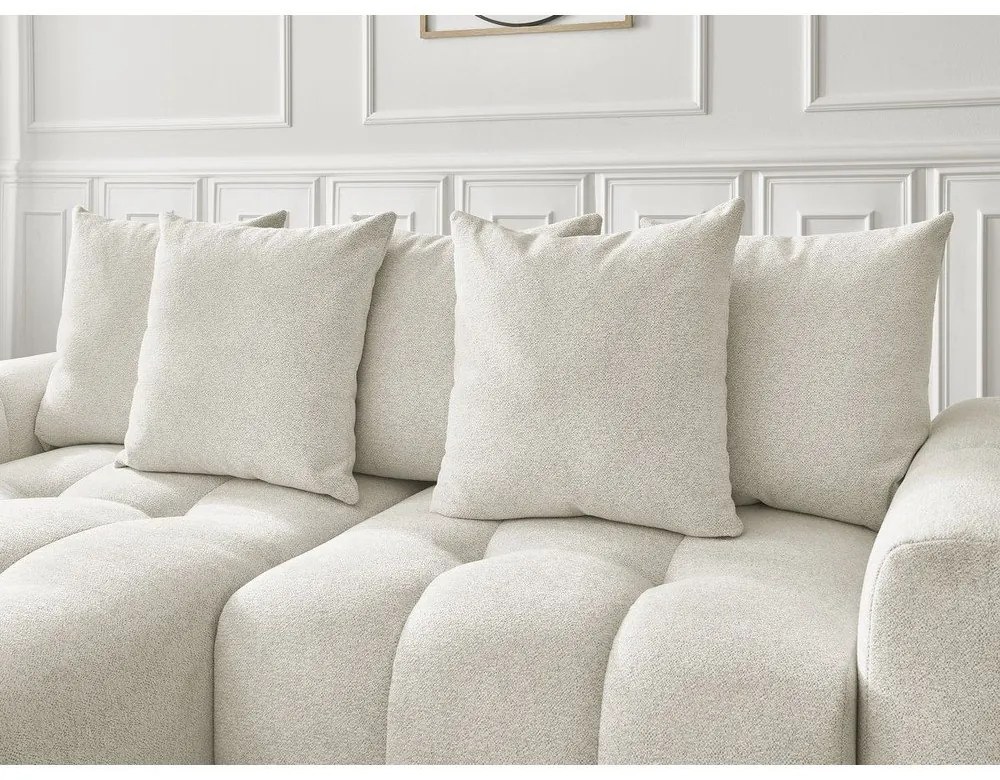 Biały rozkładany/ze schowkiem narożnik z tkaniny szenilowej (lewostronny/z szezlongiem) Roxelane – Bobochic Paris