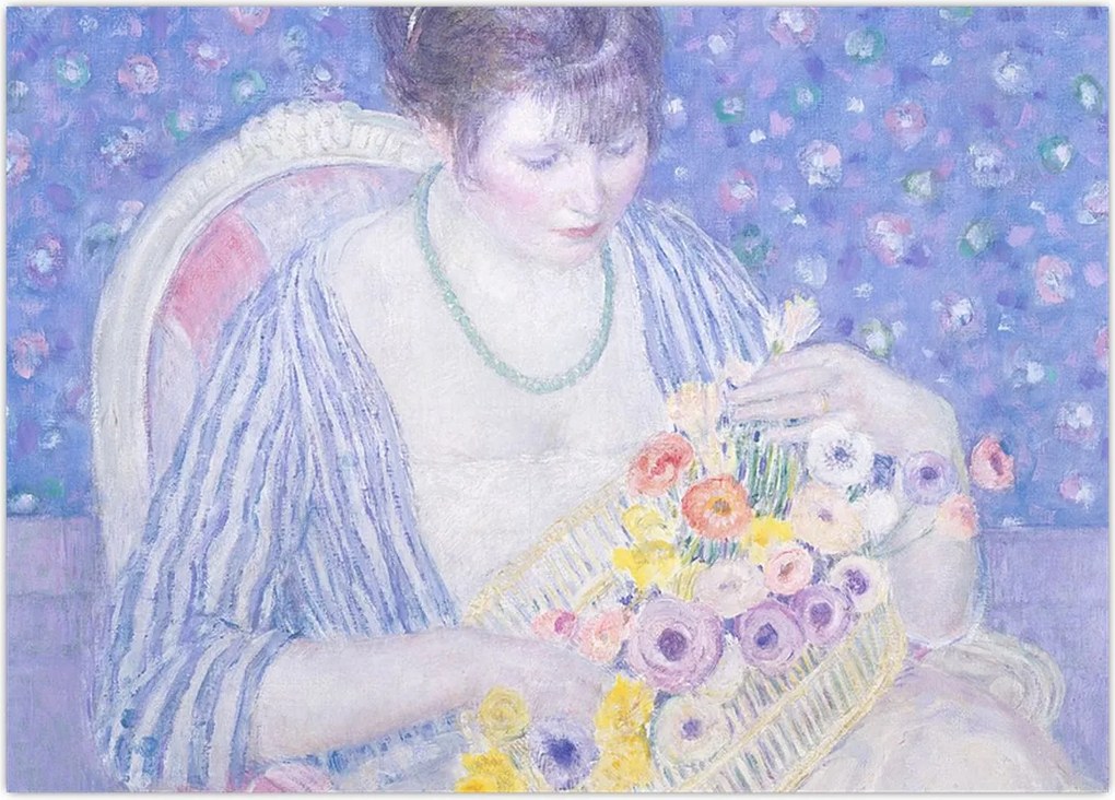 Obraz - Frederick Carl Frieseke,  The Basket of Flowers, reprodukcje (70x50 cm)
