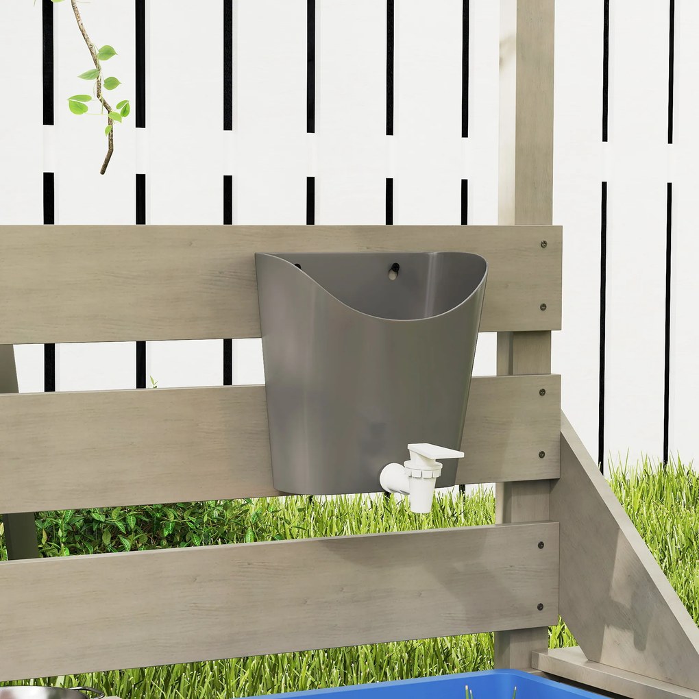 Outsunny Piaskownica Piracki Statek z Daszkiem i Zestawem Kuchennym dla Dzieci, Drewno, 180 x 103 x 144,5 cm, Szara