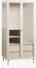 Szafa 85x180 Cm Ze Stali I Szkła Paoline Kremowa - Sklum