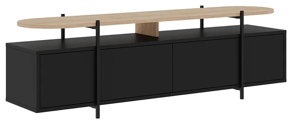 Czarna szafka pod TV w dekorze dębu 160x48 cm Hinoa – Marckeric