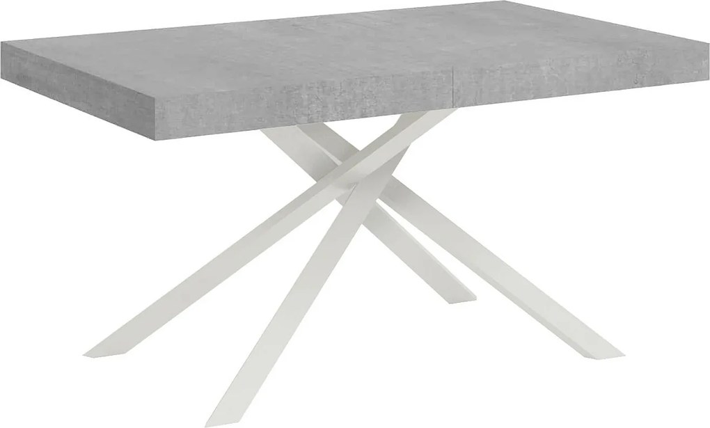 Stół rozkładany 140/224x80 cm Karida cementu nogi białe