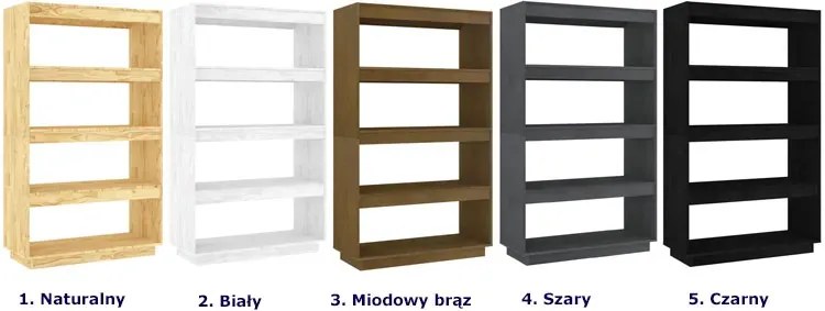 Czarny regał drewniany z 4 półkami H2-K08