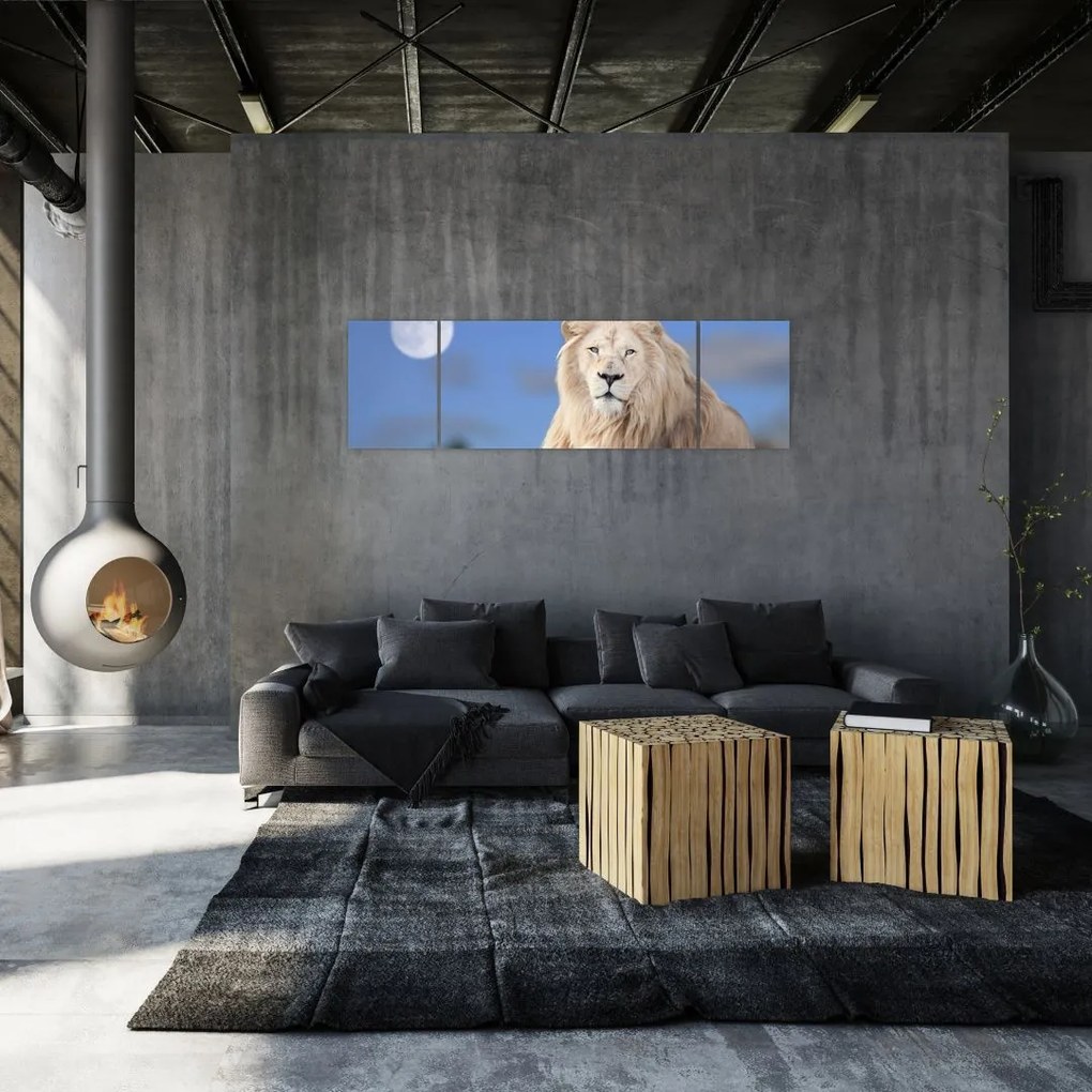 Obraz - Biały lew (170x50 cm)