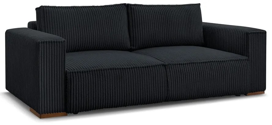Czarna sztruksowa rozkładana/ze schowkiem sofa 244 cm Chelsea – Bobochic Paris