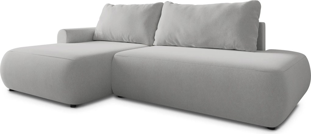 Masseno Narożnik NUVIRA z funkcją spania i pojemnikiem na pościel Narozniki L, Rozkładana sofa - Jasnoszary, CASTEL 80