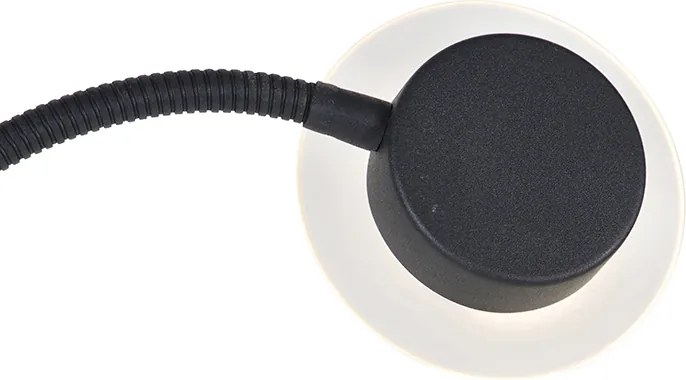 Nowoczesna lampa stojąca czarna z LED i ramieniem do czytania - Chala