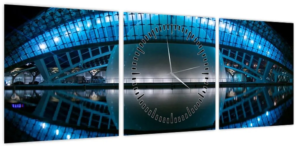Obraz stadionu piłkarskiego (z zegarem) (90x30 cm)