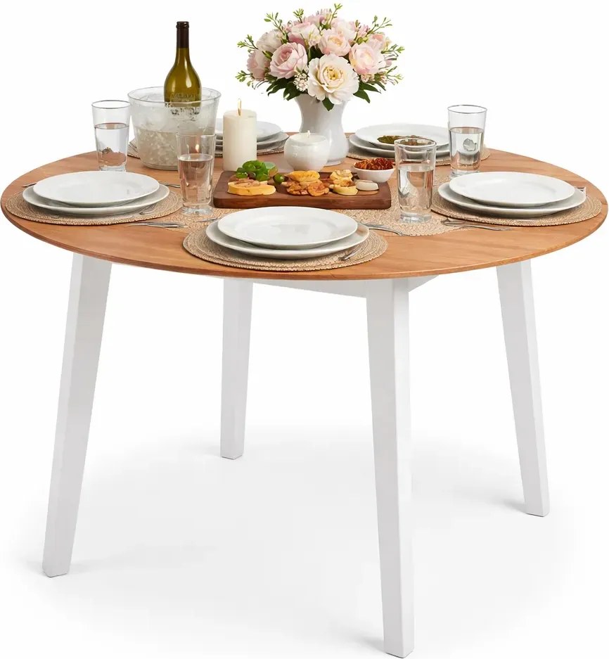 Okrągły stół składany - biały + brąz L0-P70