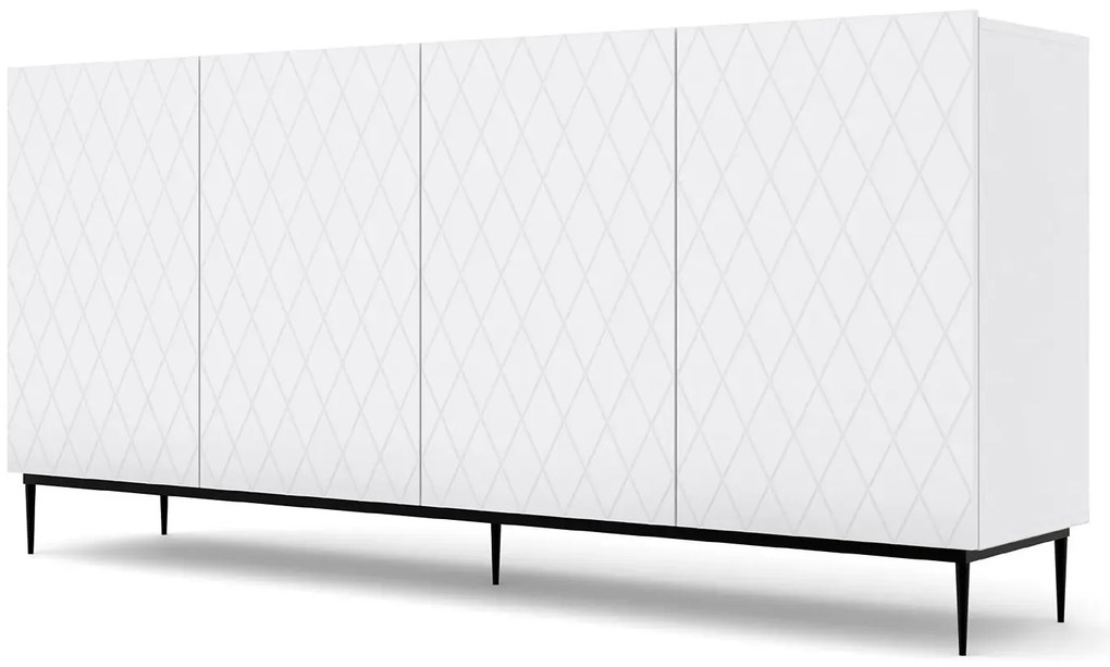 Komoda biały mat + czarna rama F3-G57