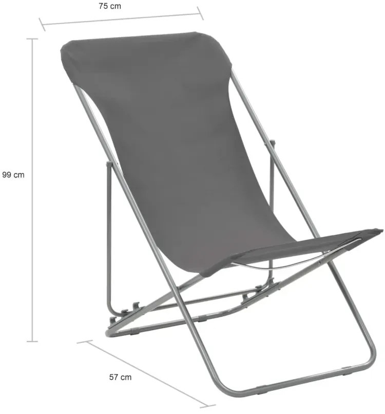 Komplet szarych krzeseł plażowych - Ansel