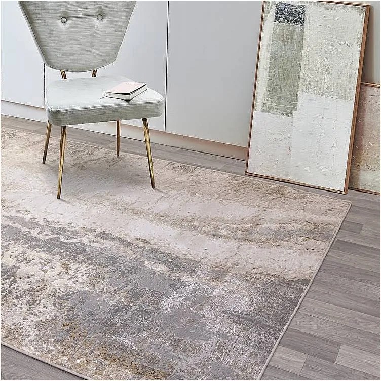 Dywan abstrakcyjny - 200x290cm - Złoty, szary, beżowy - Aurora Cliff