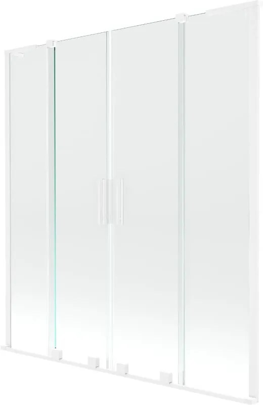 Mexen Velar L Duo parawan nawannowy 2-skrzydłowy rozsuwany 150 x 150 cm, transparent, biały - 896-150-003-02-20