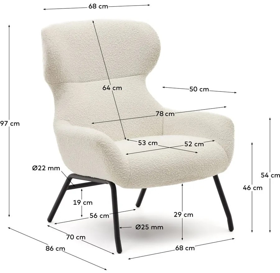 Kremowy fotel z materiału bouclé Belina – Kave Home
