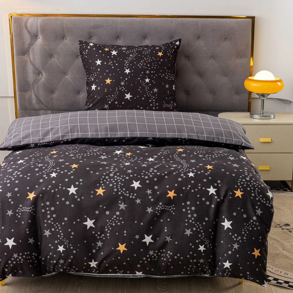 PrzytulneMieszkanie.pl PrzytulneMieszkanie.pl Flanelowa pościel z mikrofibry STELLAR ciemnoszara Rozmiar pościeli: 70 x 90 cm | 140 x 200 cm