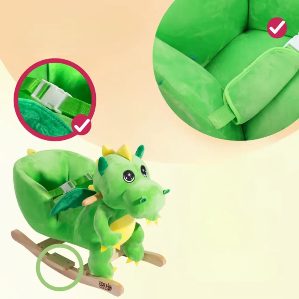 Spielwerk Smok na biegunach DINO z pasem bezpieczeństwa, zielona