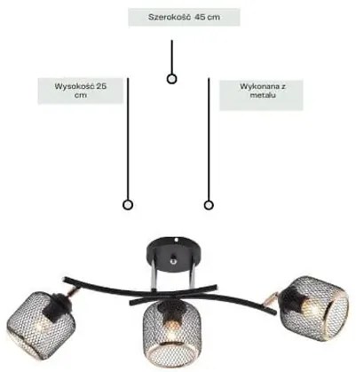 Czarna lampa wisząca z trzema kloszami - M026 - Hartena