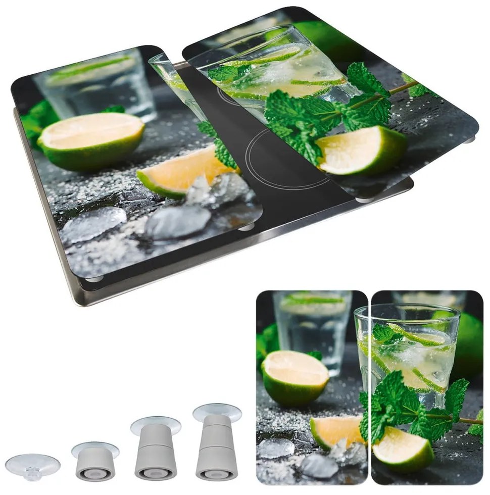 Zestaw 2 szklanych płyt ochronnych na kuchenkę Wenko Mojitos, 52x30 cm