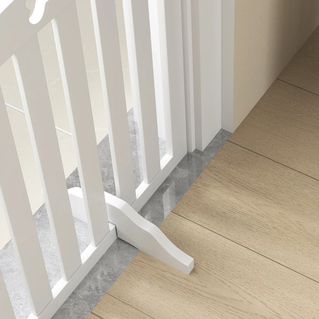 PawHut Wolnostojący płotek dla psów z podporami, dla przedpokoju, korytarza, schodów, 207,5x30x61 cm, Biały