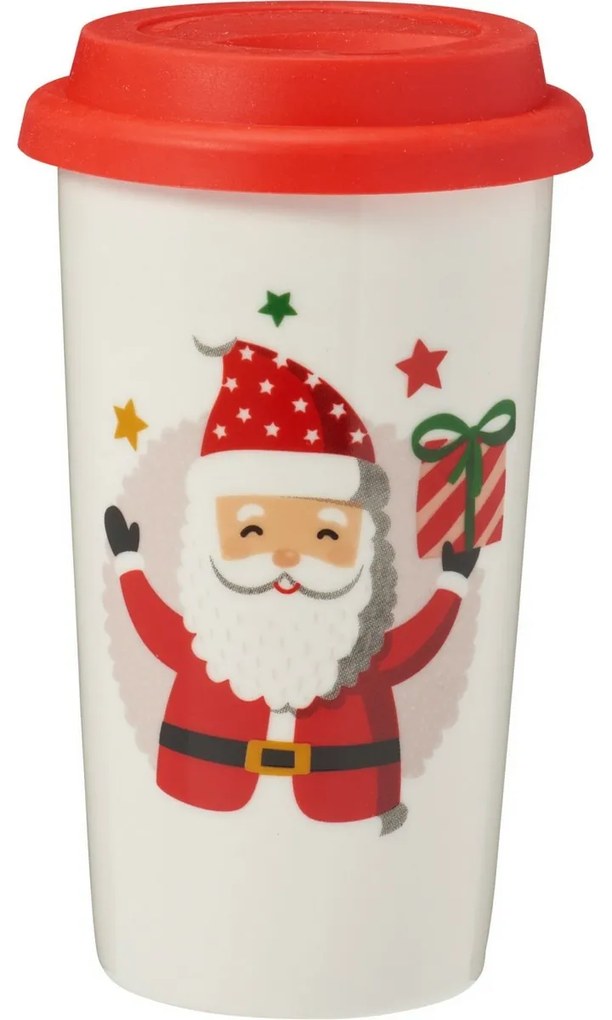 Kubek kamionkowy z pokrywką Santa 400 ml