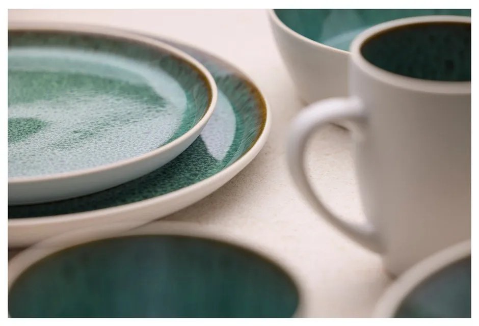 Biało-zielony kamionkowy talerz deserowy ø 21 cm Gastro White/Green – Bitz