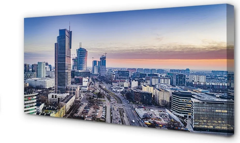 Obraz drukowany na płótnie Warszawskie Wieżowce o Poranku
