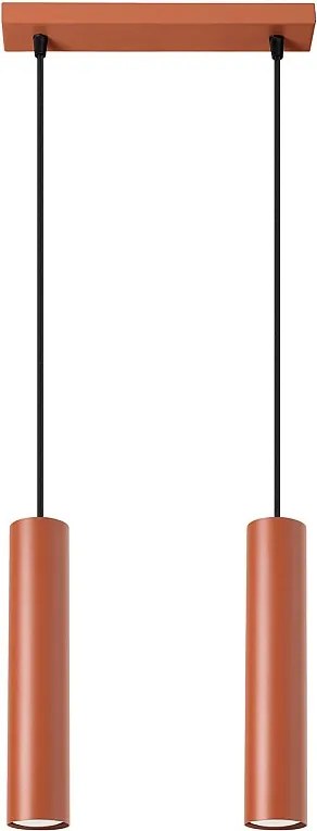 Lampa Wisząca Loft Lagos, Stal - 2 Źródło - L.30 X H.105 Cm - Ochra Czerwona