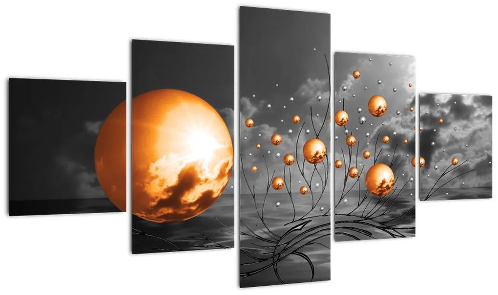 Obraz pomarańczowych abstrakcyjnych kul (125x70 cm)