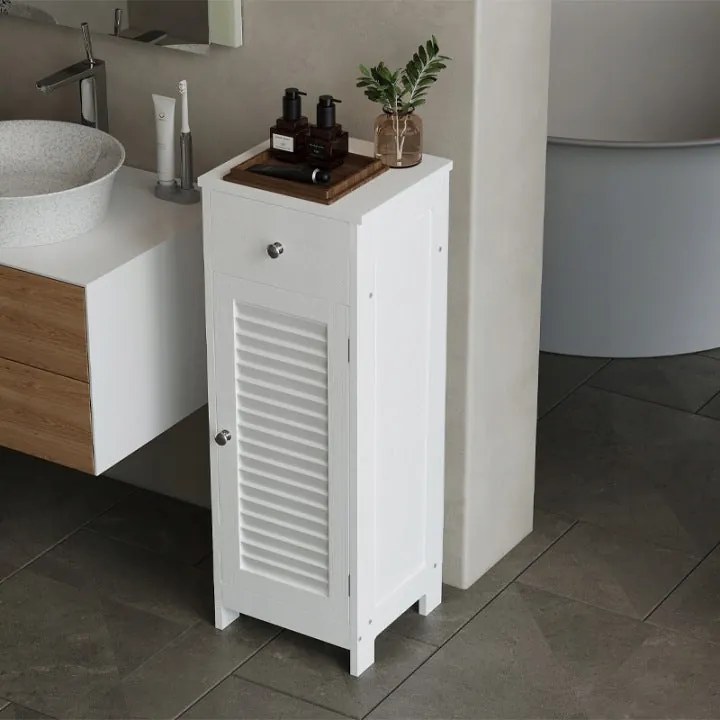 Szafka Łazienkowa Słupek Biała 87 cm – Loft z Szufladą i Półkami