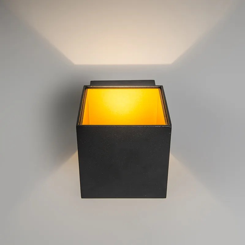 Designerska lampa ścienna czarna/złota z LED - Caja